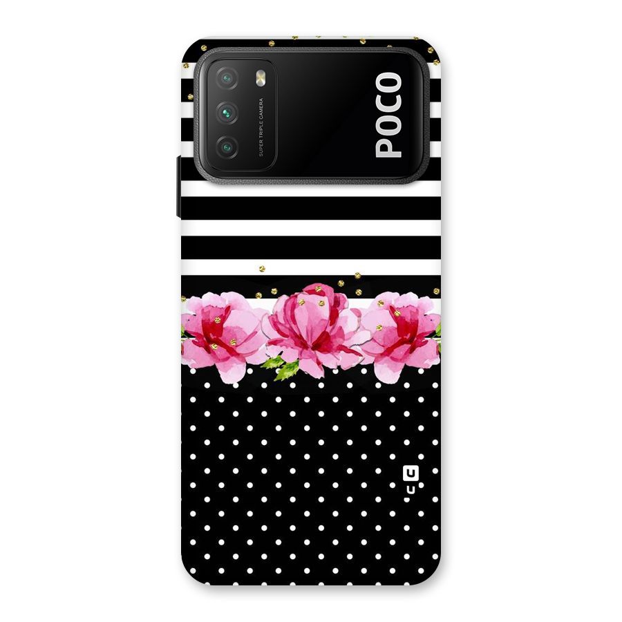 Polka Floral Stripes Back Case for Poco M3
