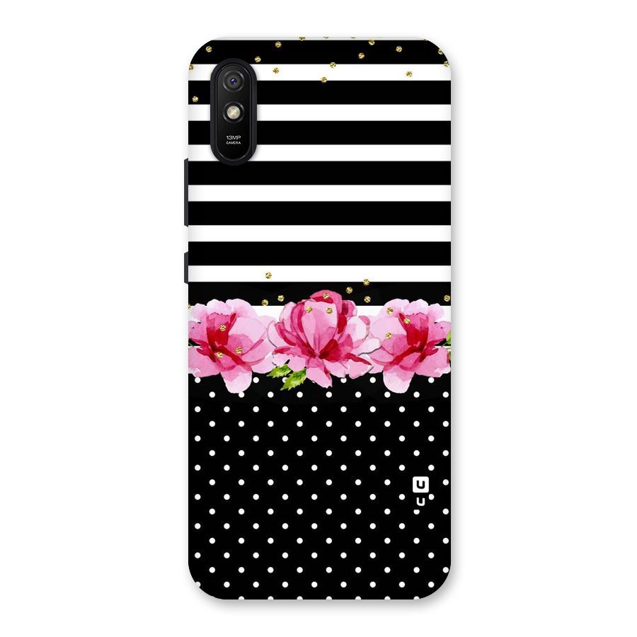 Polka Floral Stripes Back Case for Redmi 9A