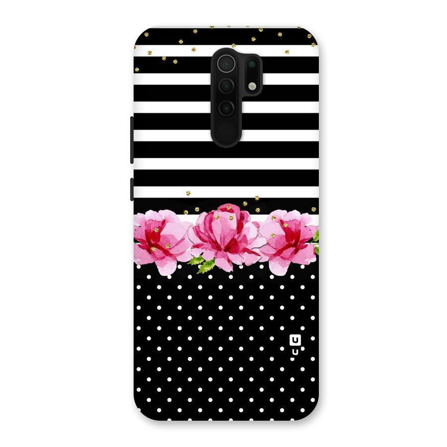 Polka Floral Stripes Back Case for Redmi 9 Prime
