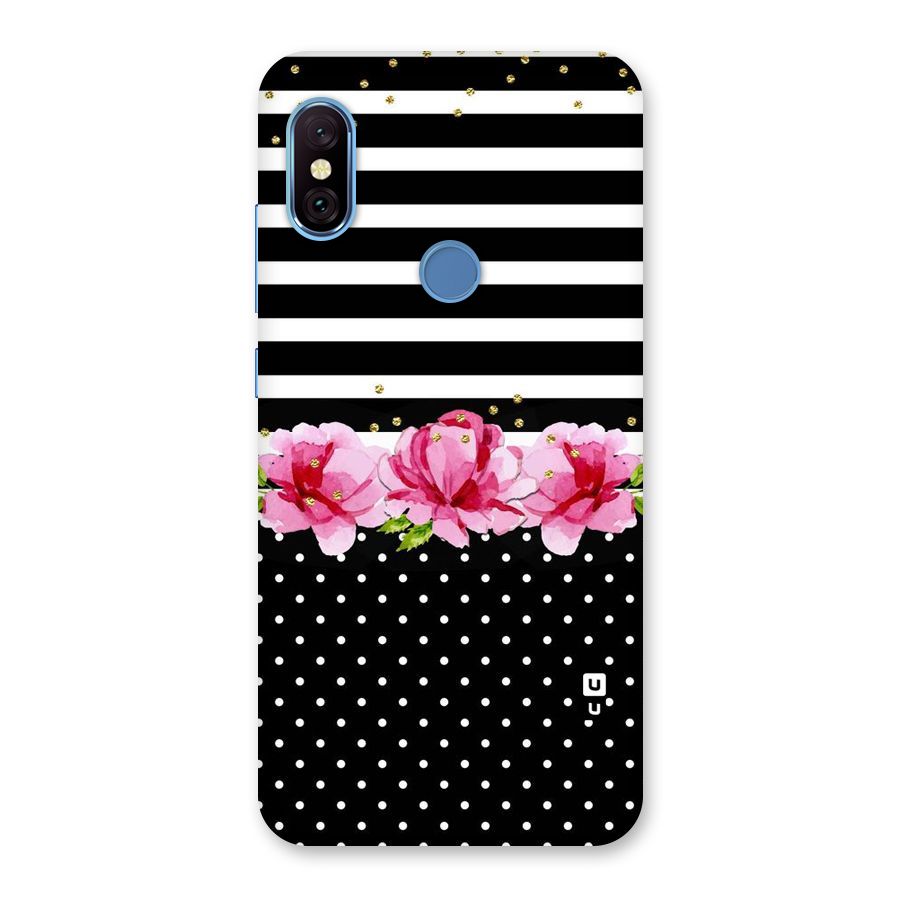 Polka Floral Stripes Back Case for Redmi Note 6 Pro
