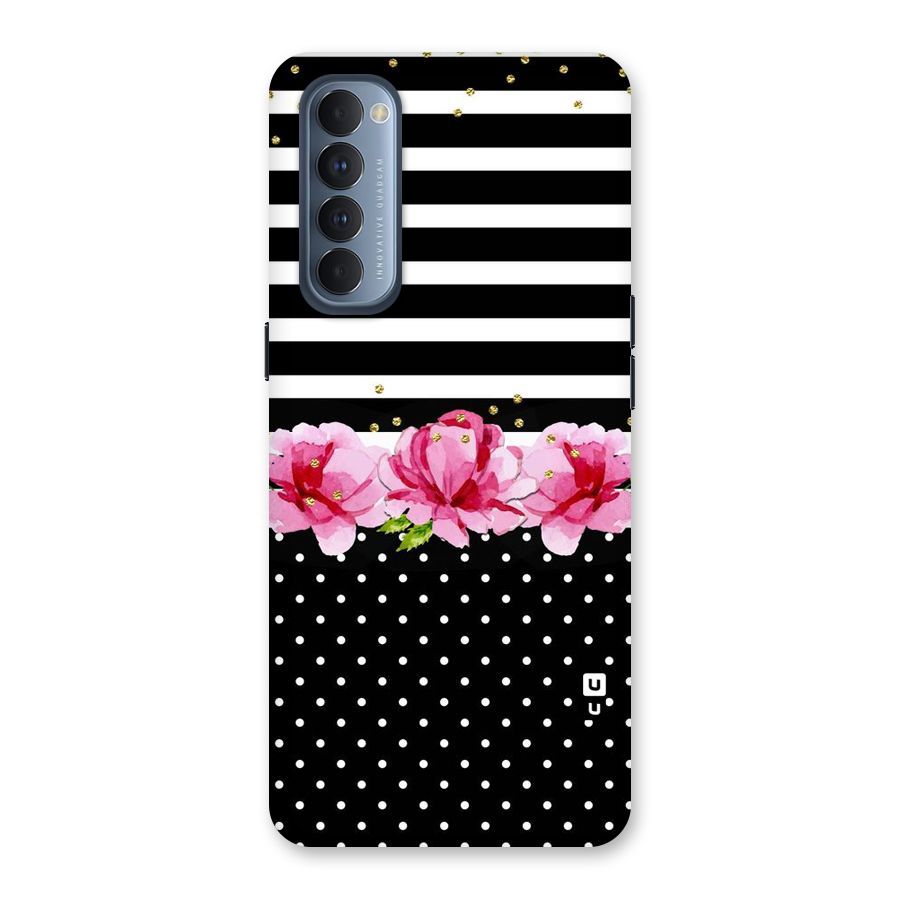 Polka Floral Stripes Back Case for Reno4 Pro