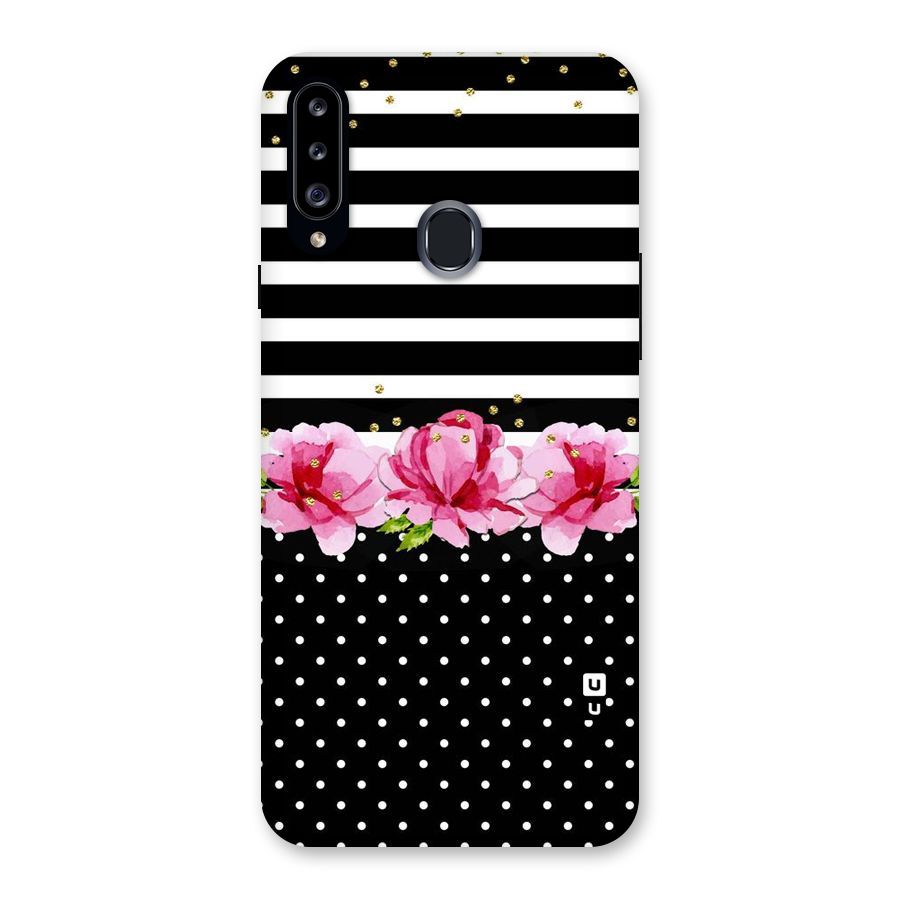 Polka Floral Stripes Back Case for Samsung Galaxy A20s