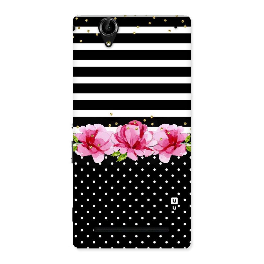Polka Floral Stripes Back Case for Sony Xperia T2