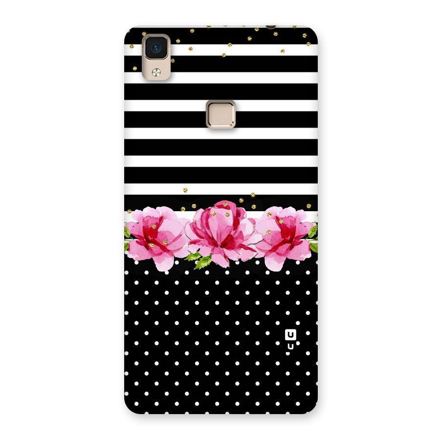 Polka Floral Stripes Back Case for V3 Max