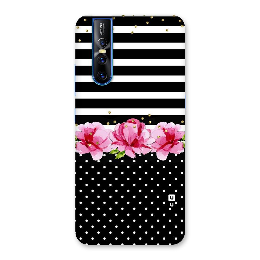 Polka Floral Stripes Back Case for Vivo V15 Pro