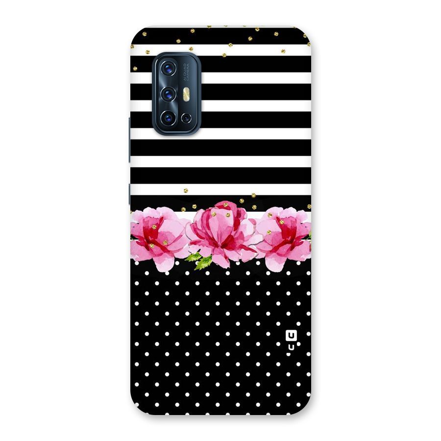 Polka Floral Stripes Back Case for Vivo V17