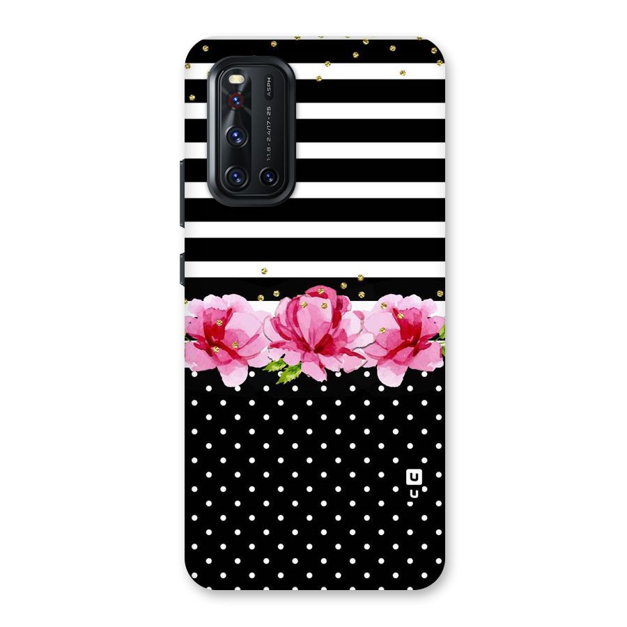 Polka Floral Stripes Back Case for Vivo V19
