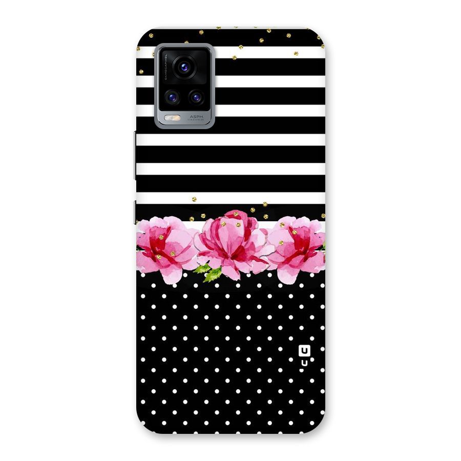 Polka Floral Stripes Back Case for Vivo V20