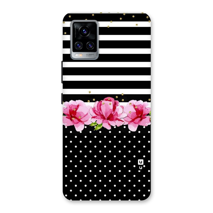 Polka Floral Stripes Back Case for Vivo V20 Pro
