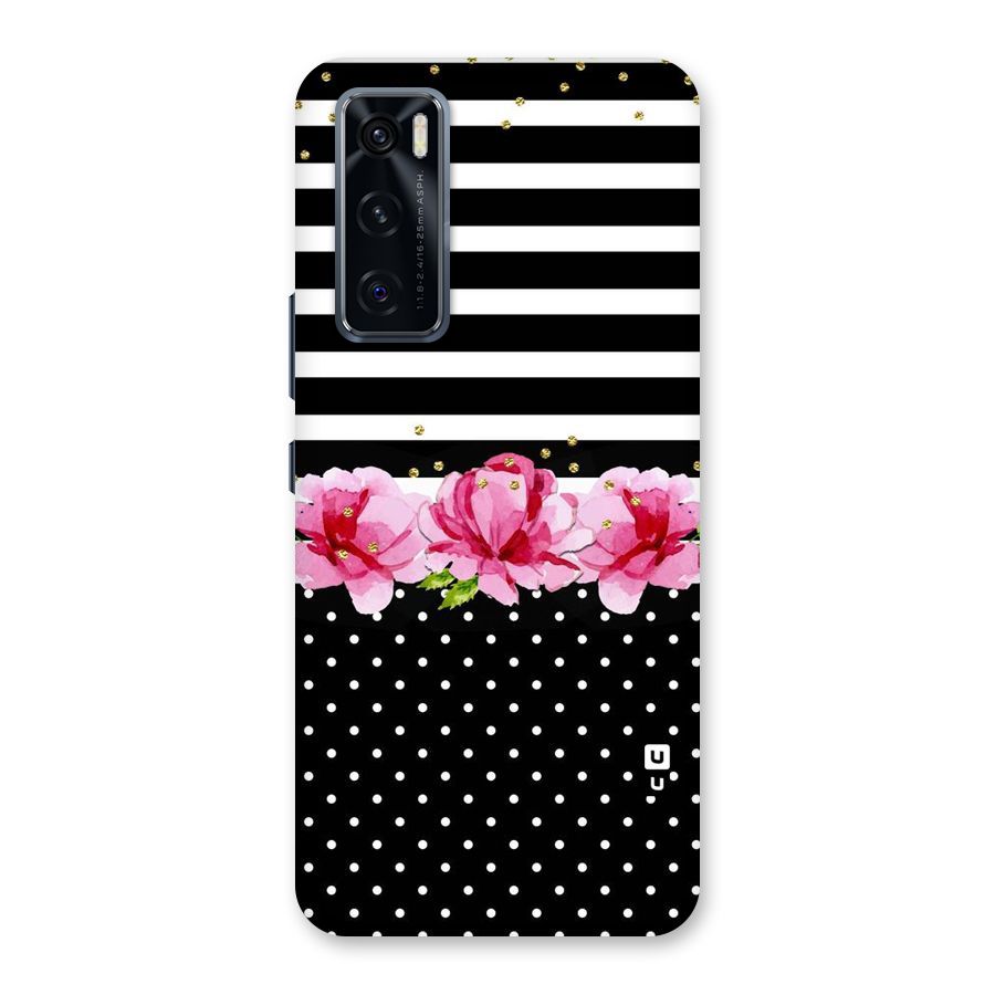Polka Floral Stripes Back Case for Vivo V20 SE