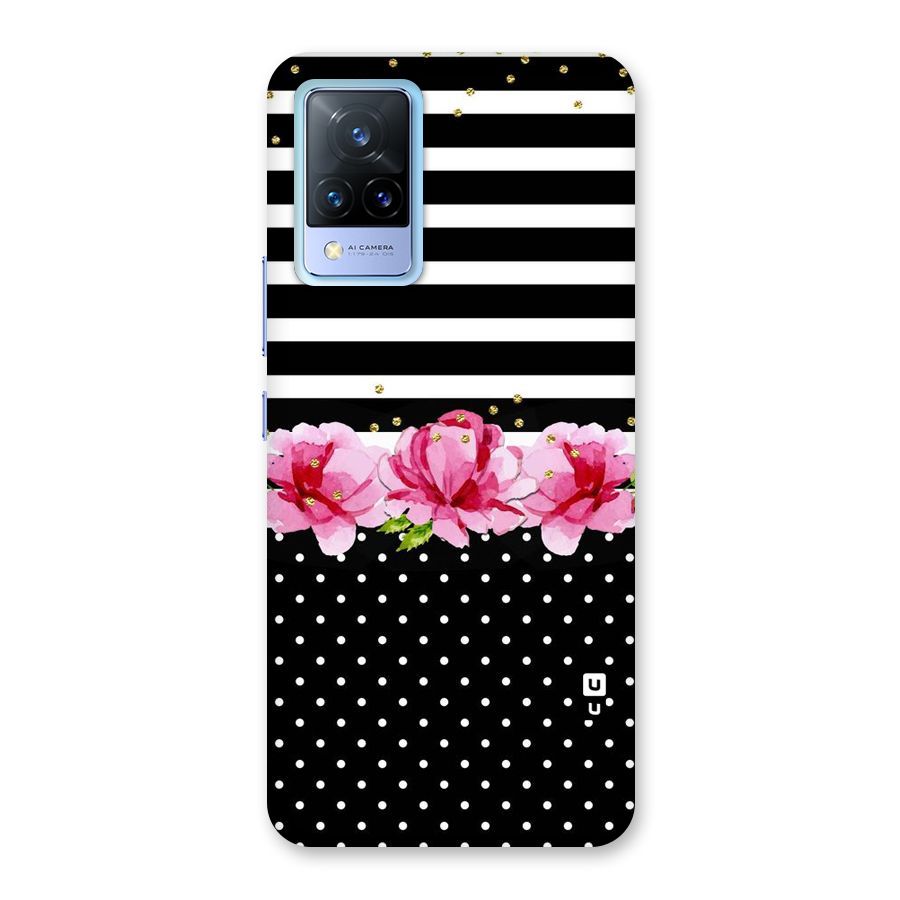 Polka Floral Stripes Back Case for Vivo V21 5G
