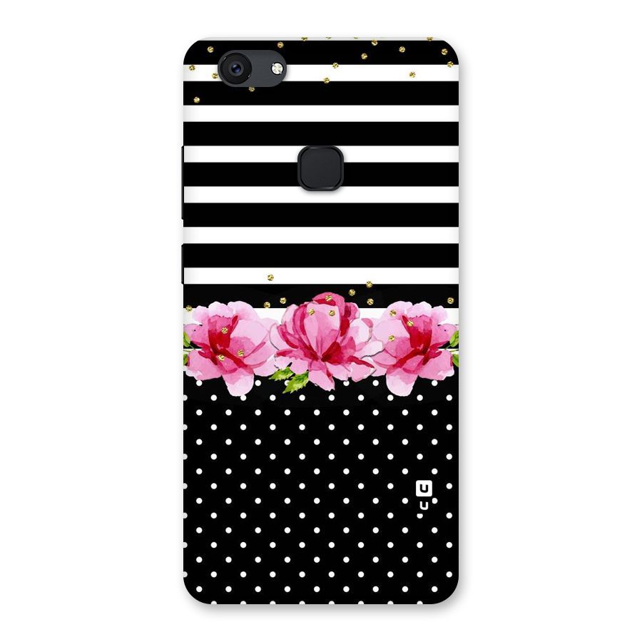 Polka Floral Stripes Back Case for Vivo V7 Plus