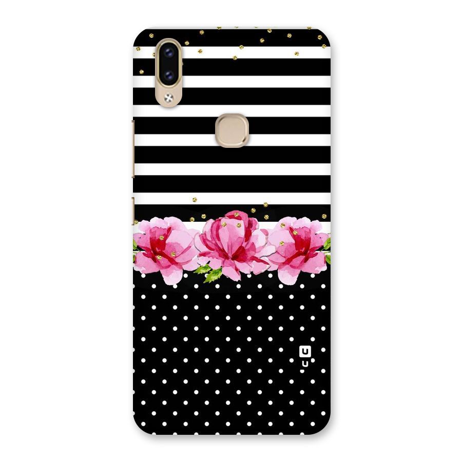 Polka Floral Stripes Back Case for Vivo V9 Youth