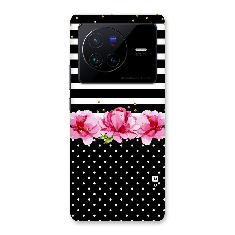 Polka Floral Stripes Back Case for Vivo X80