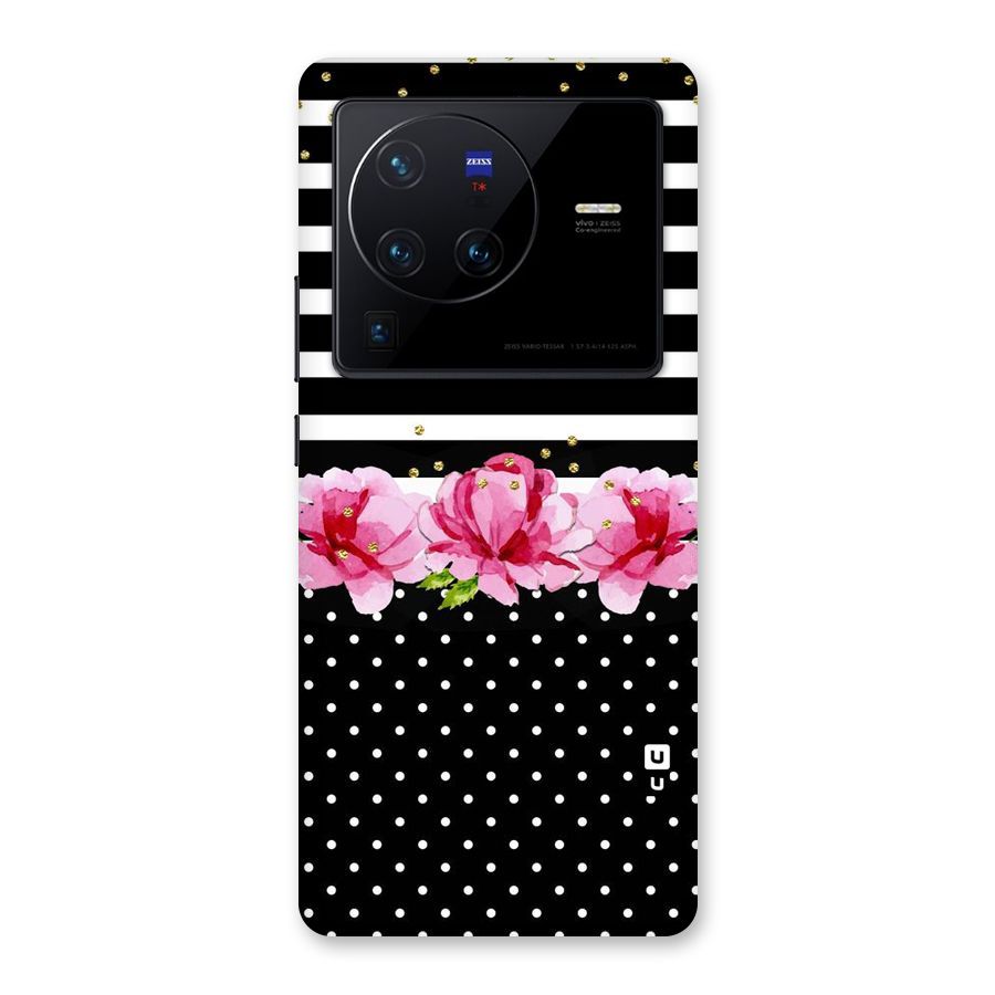 Polka Floral Stripes Back Case for Vivo X80 Pro