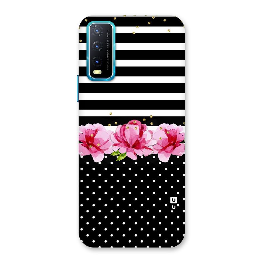 Polka Floral Stripes Back Case for Vivo Y20