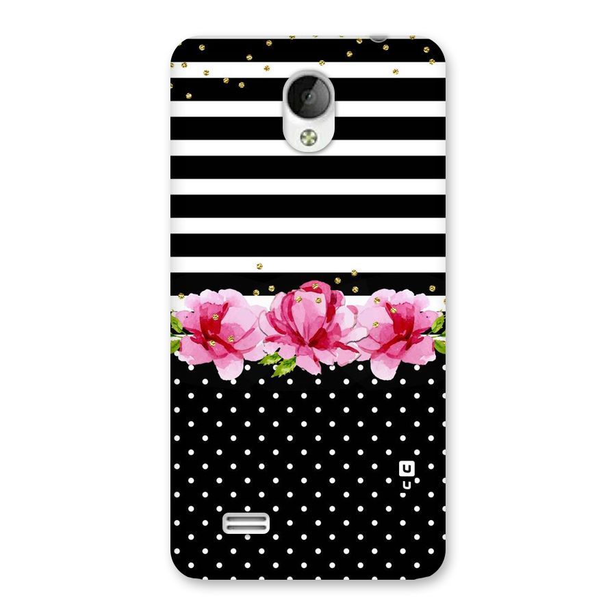 Polka Floral Stripes Back Case for Vivo Y21