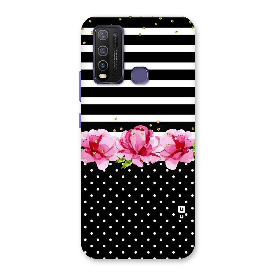 Polka Floral Stripes Back Case for Vivo Y50