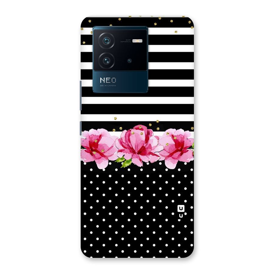 Polka Floral Stripes Back Case for Vivo iQOO Neo 6 5G