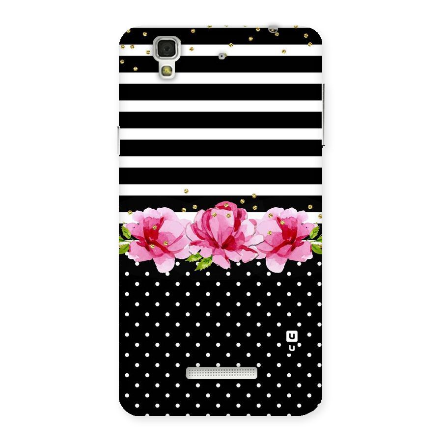 Polka Floral Stripes Back Case for Yu Yureka