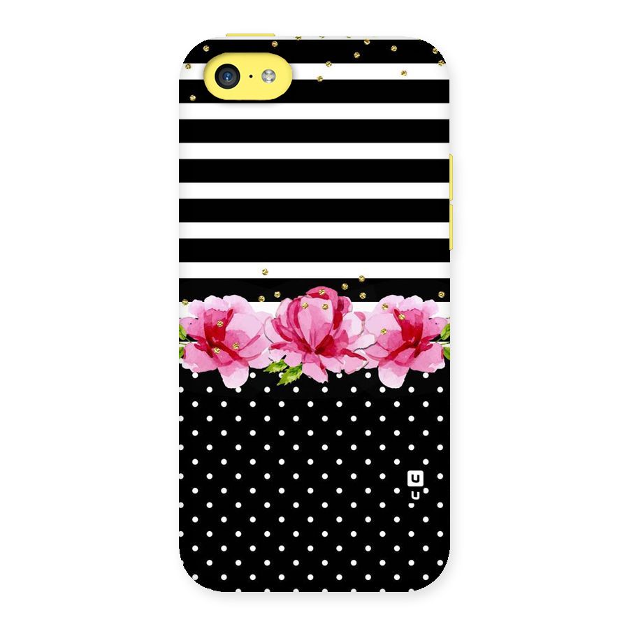 Polka Floral Stripes Back Case for iPhone 5C