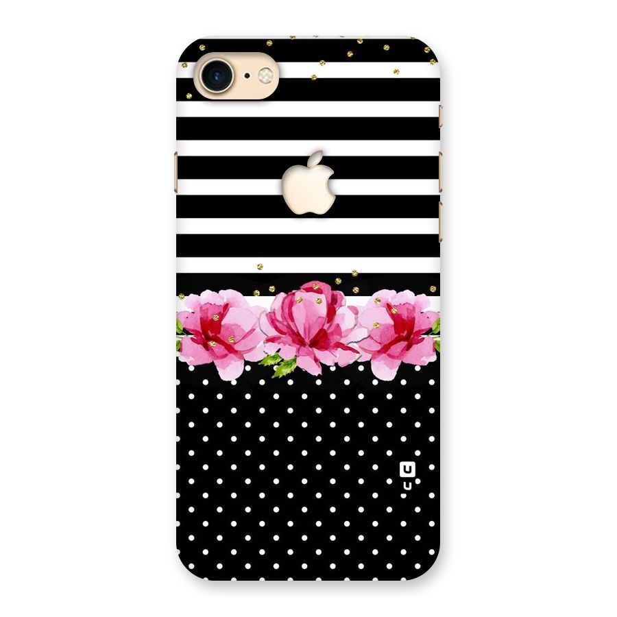 Polka Floral Stripes Back Case for iPhone 7 Apple Cut