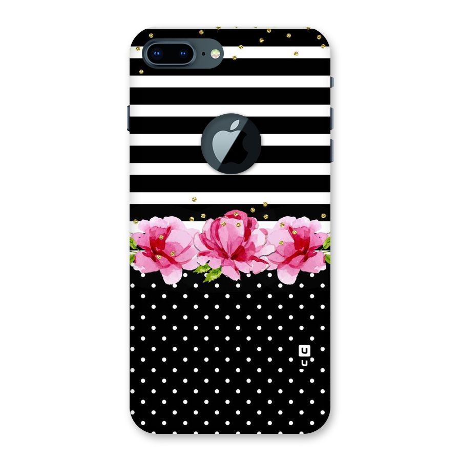 Polka Floral Stripes Back Case for iPhone 7 Plus Logo Cut
