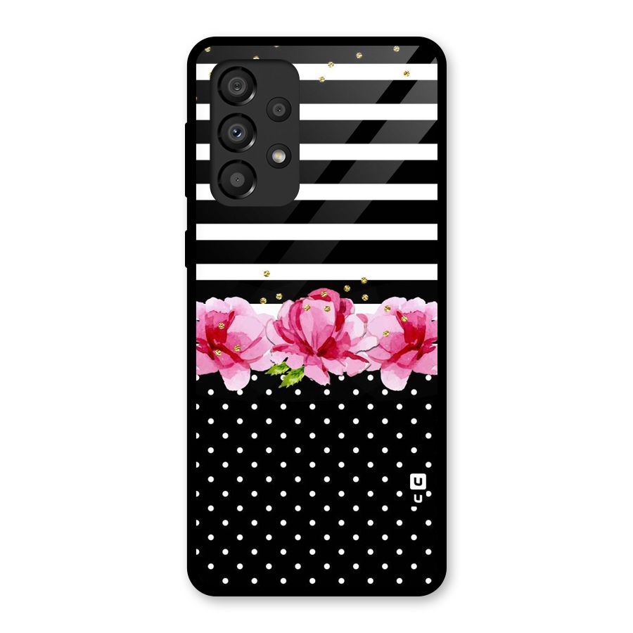 Polka Floral Stripes Glass Back Case for Galaxy A33 5G