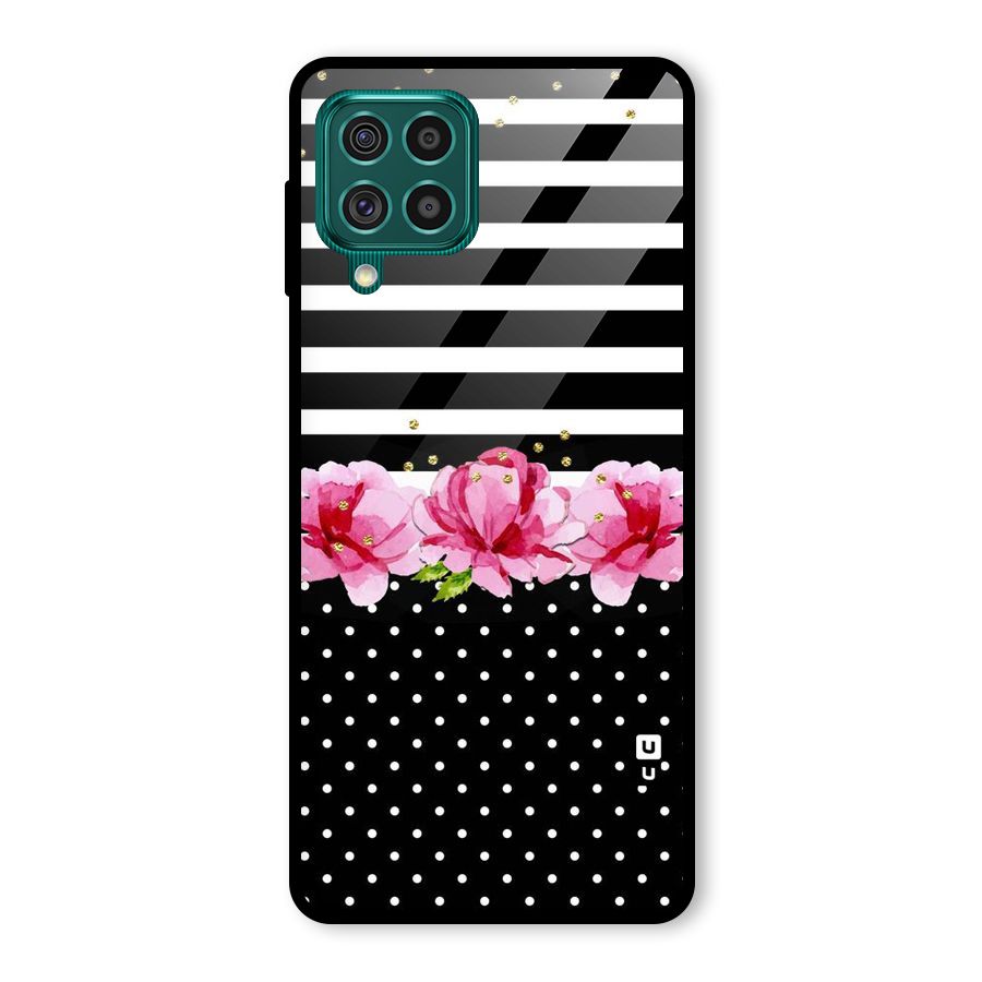 Polka Floral Stripes Glass Back Case for Galaxy F62