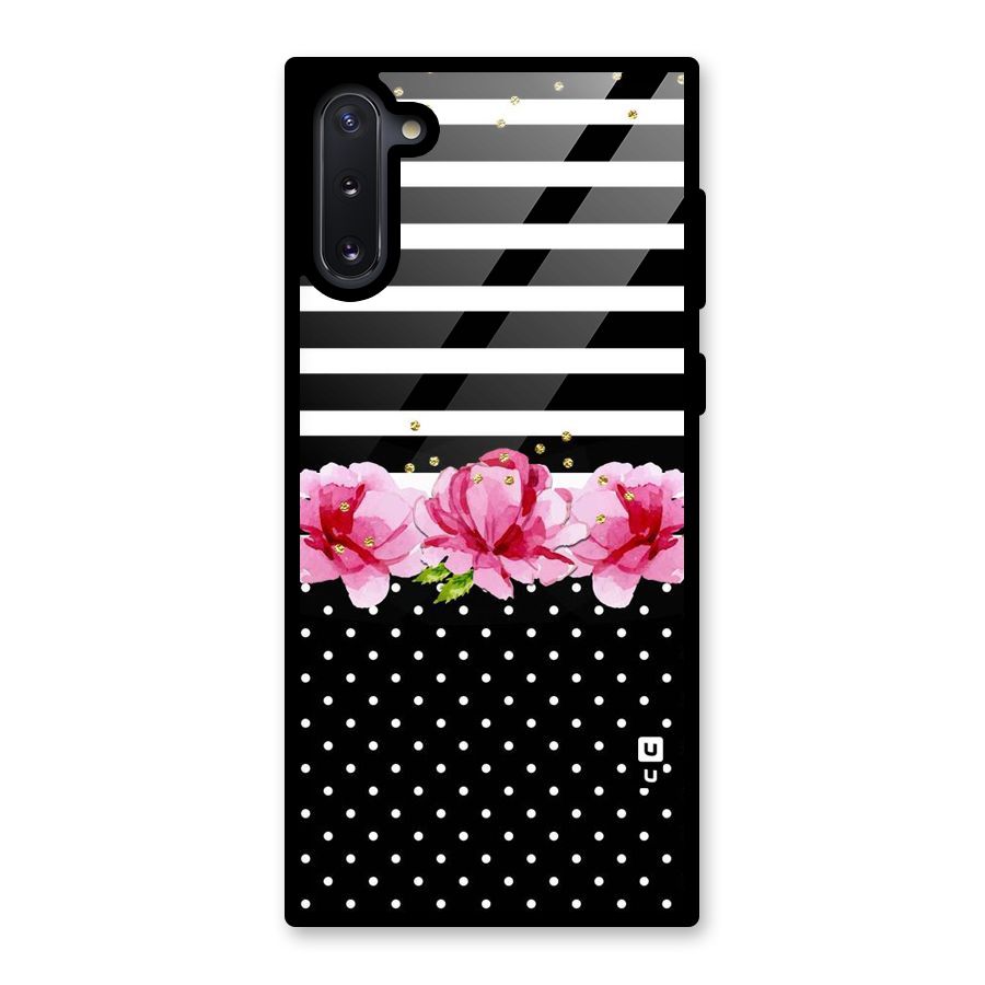 Polka Floral Stripes Glass Back Case for Galaxy Note 10