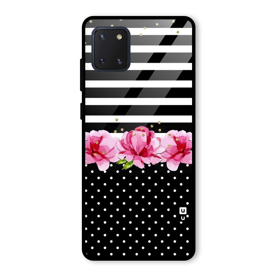 Polka Floral Stripes Glass Back Case for Galaxy Note 10 Lite