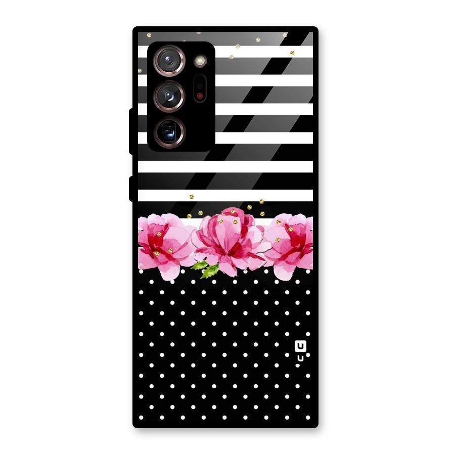 Polka Floral Stripes Glass Back Case for Galaxy Note 20 Ultra