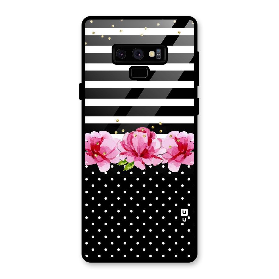 Polka Floral Stripes Glass Back Case for Galaxy Note 9
