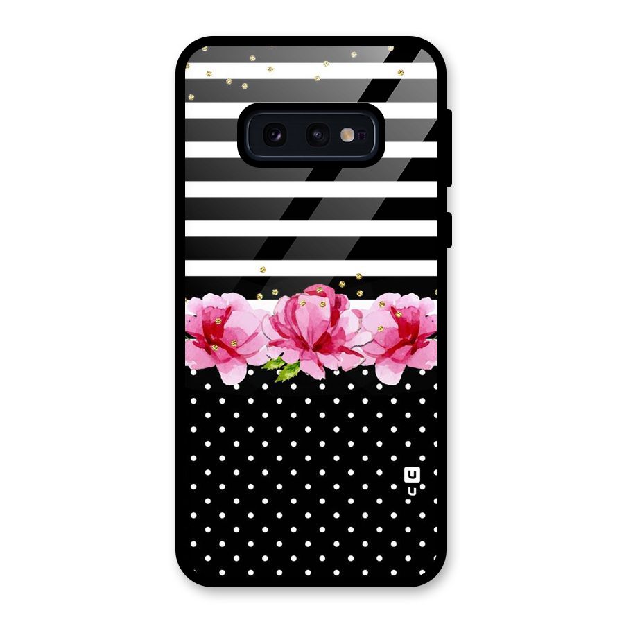 Polka Floral Stripes Glass Back Case for Galaxy S10e