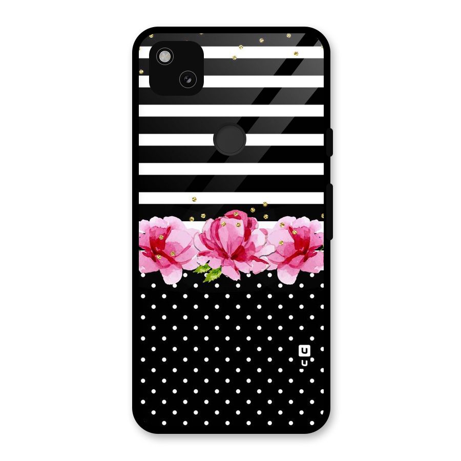 Polka Floral Stripes Glass Back Case for Google Pixel 4a