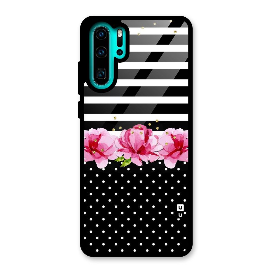 Polka Floral Stripes Glass Back Case for Huawei P30 Pro