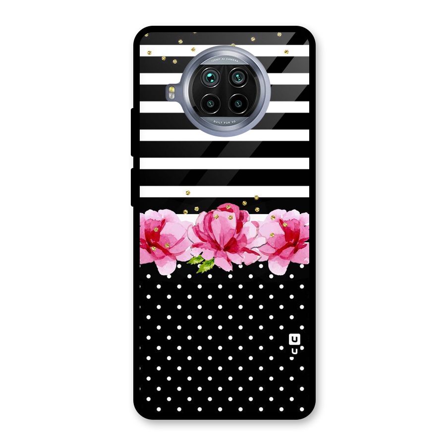 Polka Floral Stripes Glass Back Case for Mi 10i