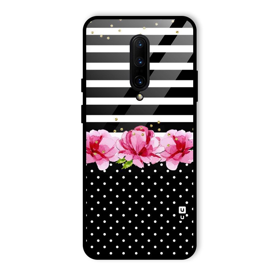 Polka Floral Stripes Glass Back Case for OnePlus 7 Pro
