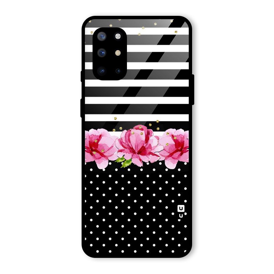 Polka Floral Stripes Glass Back Case for OnePlus 8T
