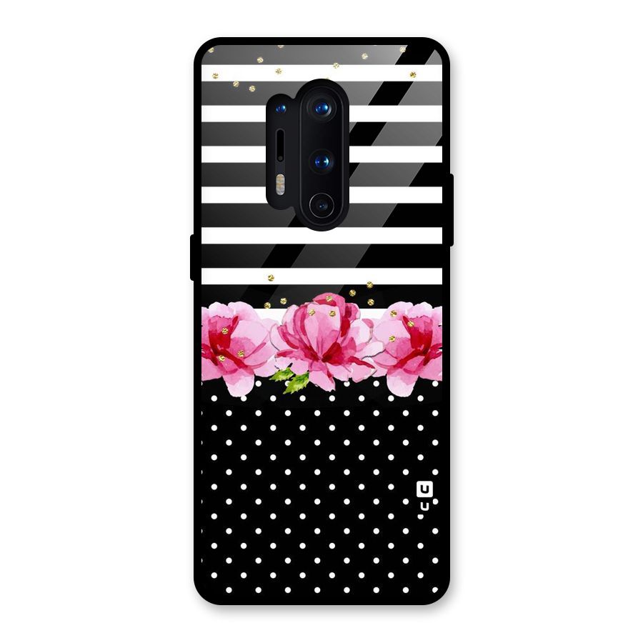 Polka Floral Stripes Glass Back Case for OnePlus 8 Pro