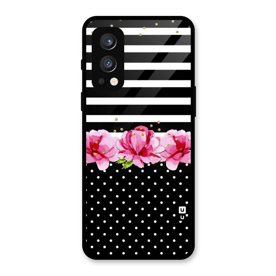 Polka Floral Stripes Glass Back Case for OnePlus Nord 2 5G