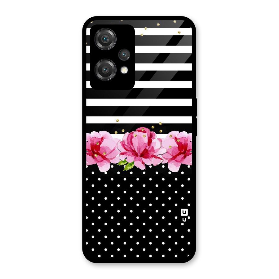 Polka Floral Stripes Glass Back Case for OnePlus Nord CE 2 Lite 5G
