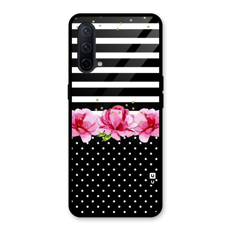 Polka Floral Stripes Glass Back Case for OnePlus Nord CE 5G