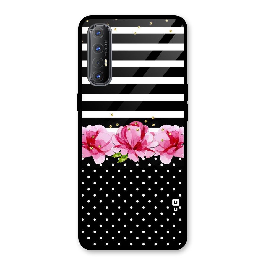Polka Floral Stripes Glass Back Case for Oppo Reno3 Pro