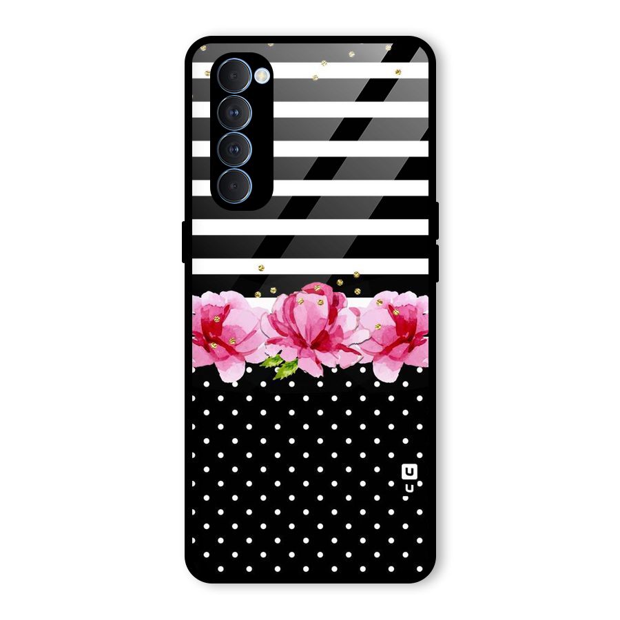 Polka Floral Stripes Glass Back Case for Oppo Reno4 Pro