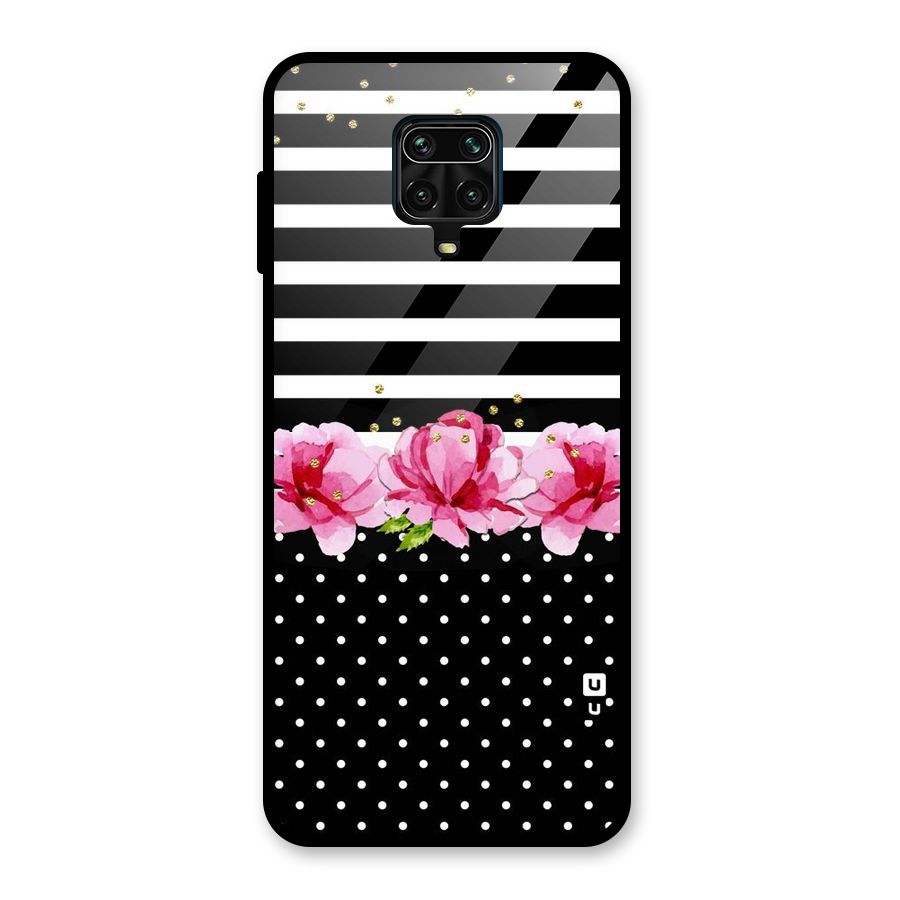 Polka Floral Stripes Glass Back Case for Poco M2 Pro