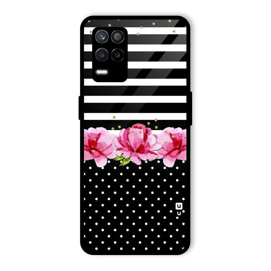 Polka Floral Stripes Glass Back Case for Realme 9 5G