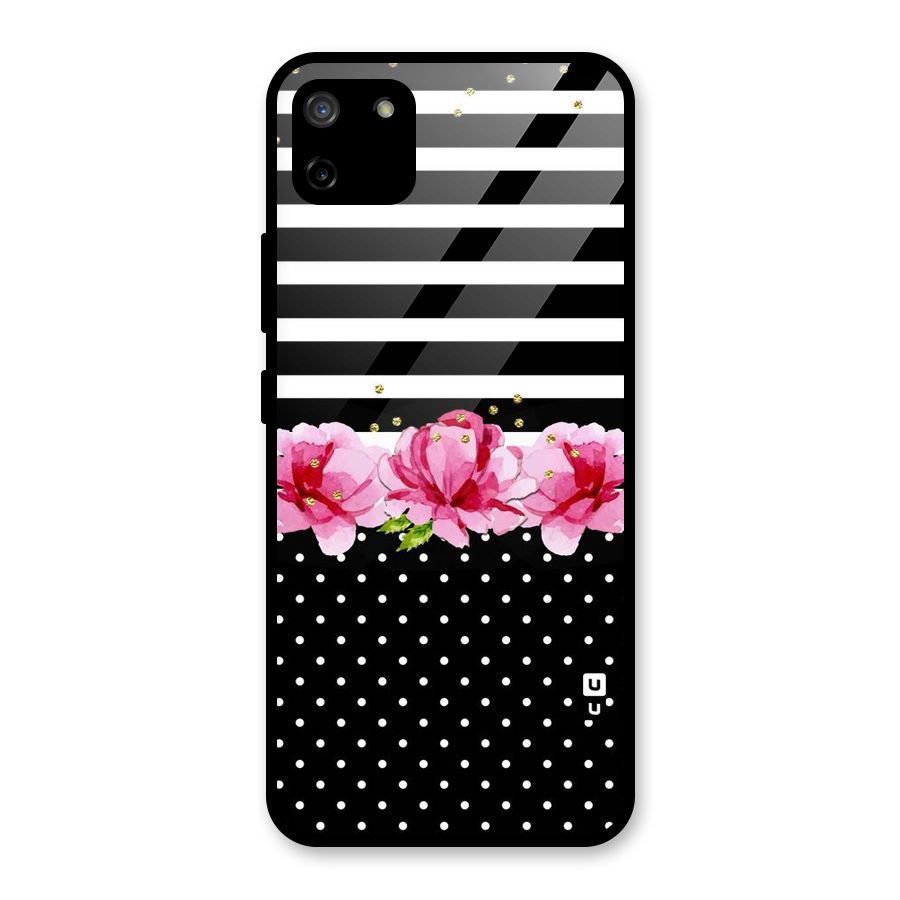 Polka Floral Stripes Glass Back Case for Realme C11