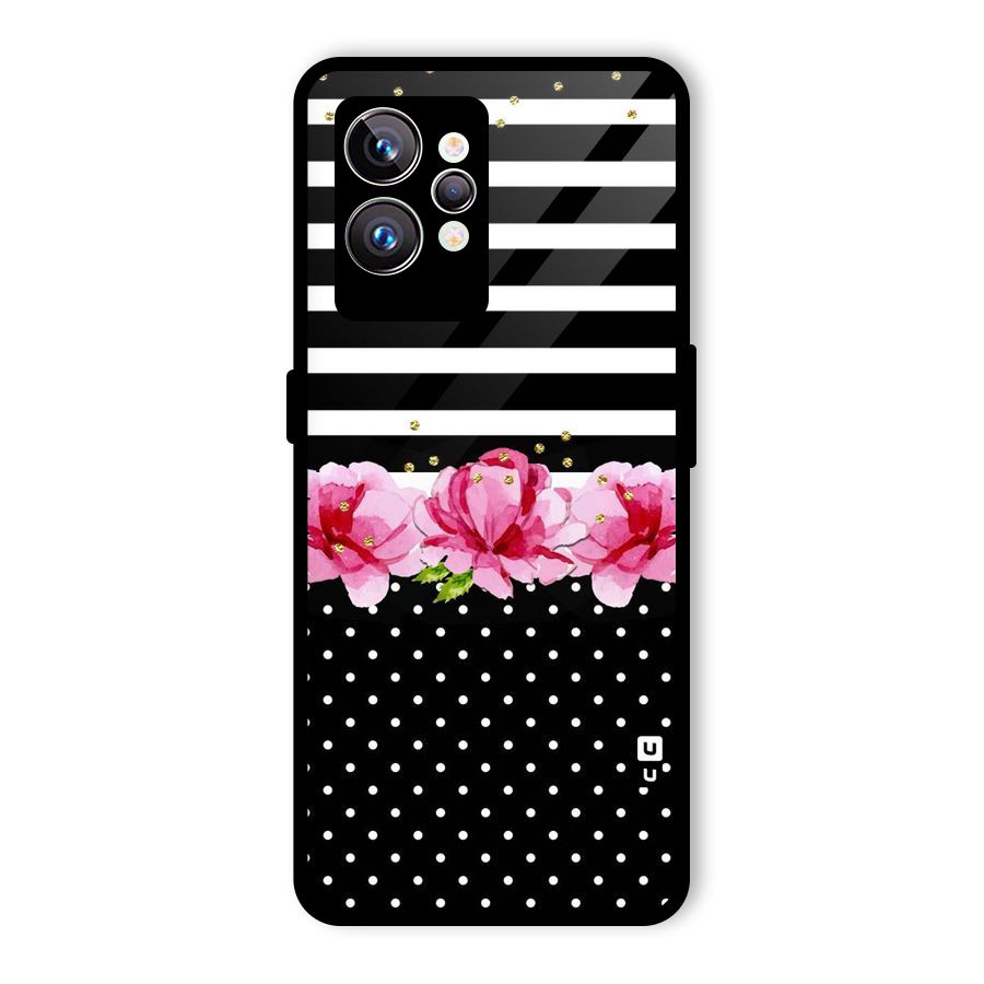 Polka Floral Stripes Glass Back Case for Realme GT2 Pro