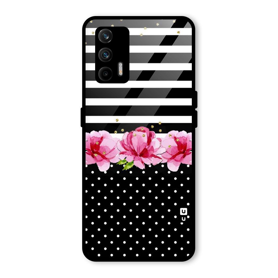 Polka Floral Stripes Glass Back Case for Realme GT 5G